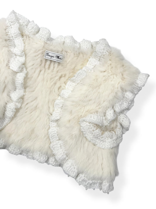 White Crochet Fur Bolero