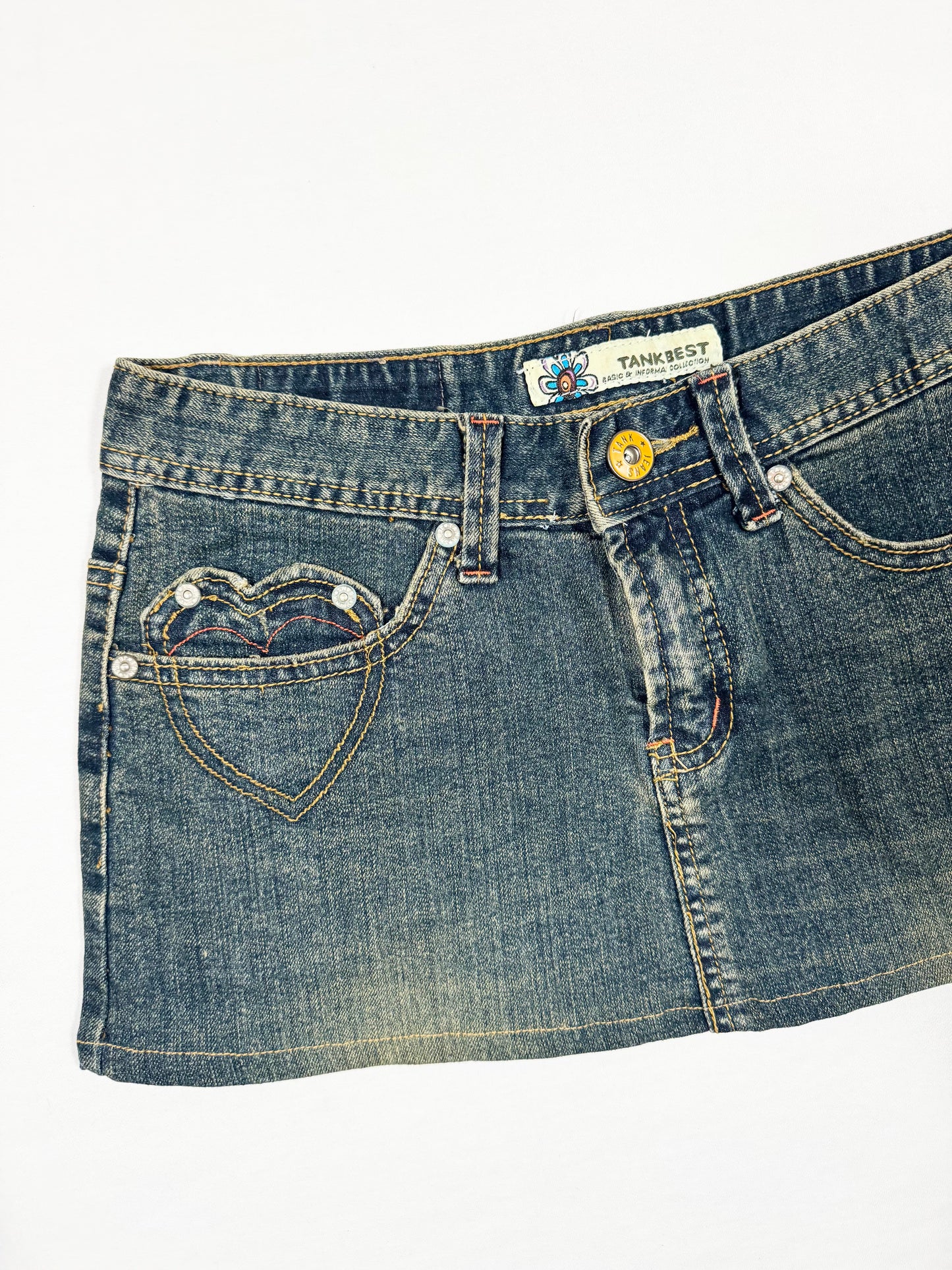 Heart Denim Mini Skirt