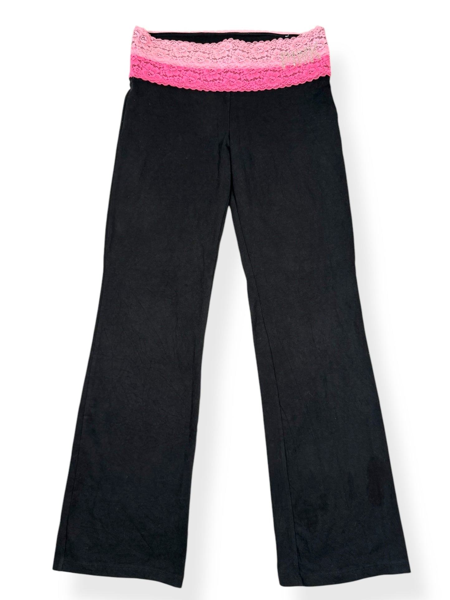 PINK Lace Waist Flared Leggings