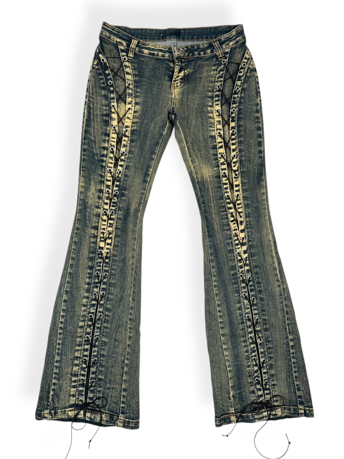 Lace Up Flared Jeans