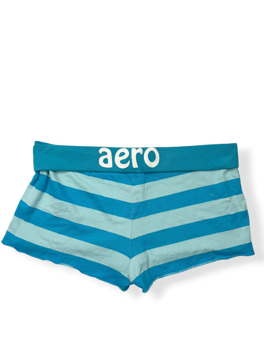 Aero Blue Striped Fold Over Shorts ♡ L