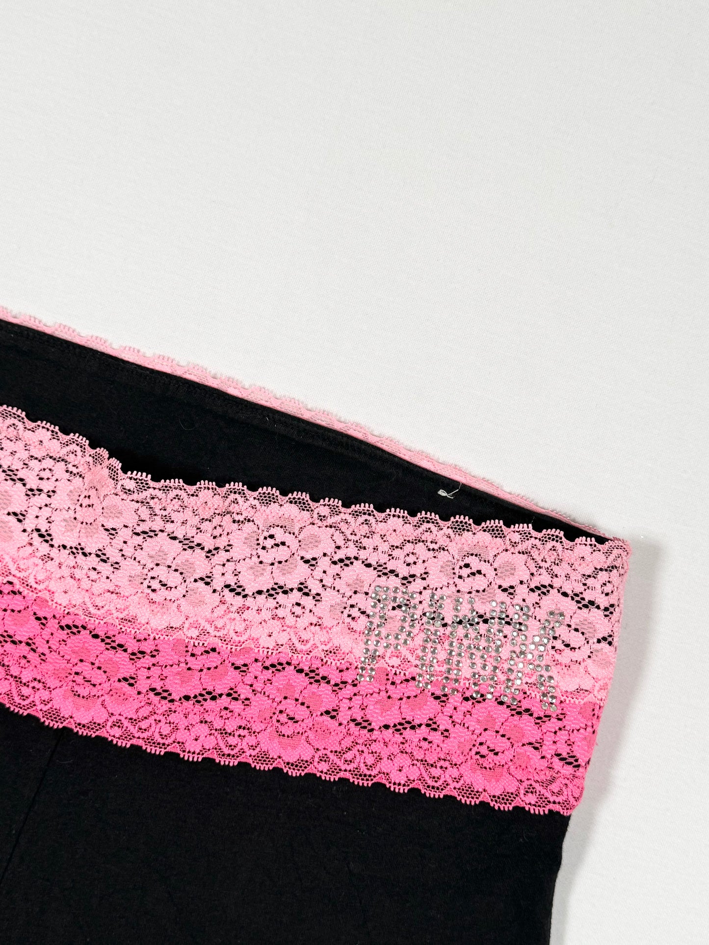 PINK Lace Waist Flared Leggings