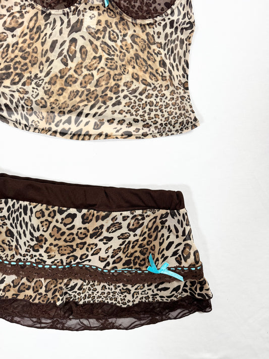 Leopard Blue Bow Cami Set ♡ XS/S