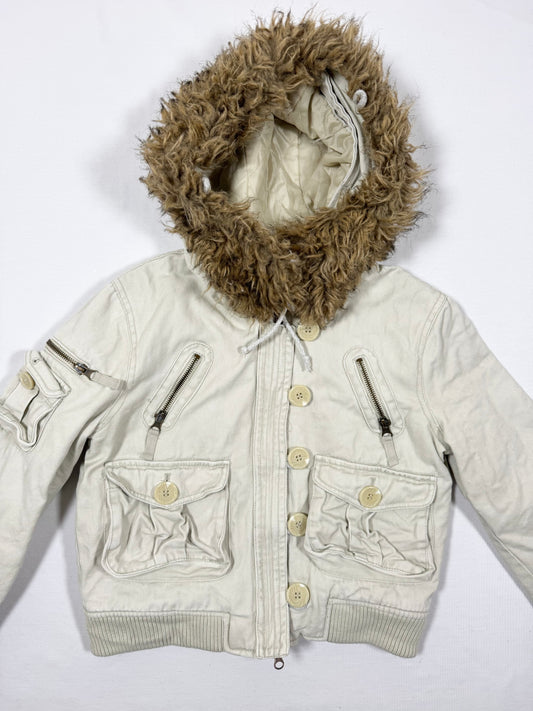 Cropped Fur Hood Jacket