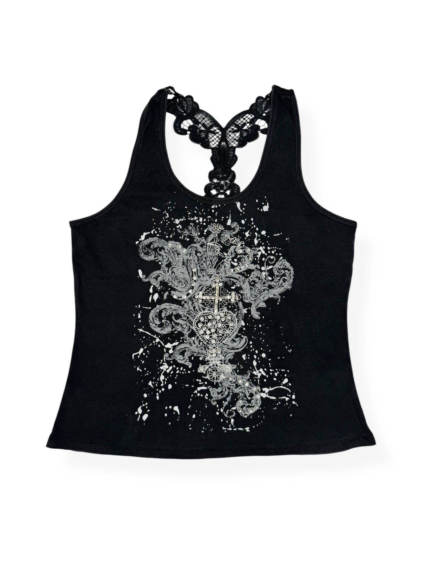 Grunge Diamante Print Tank