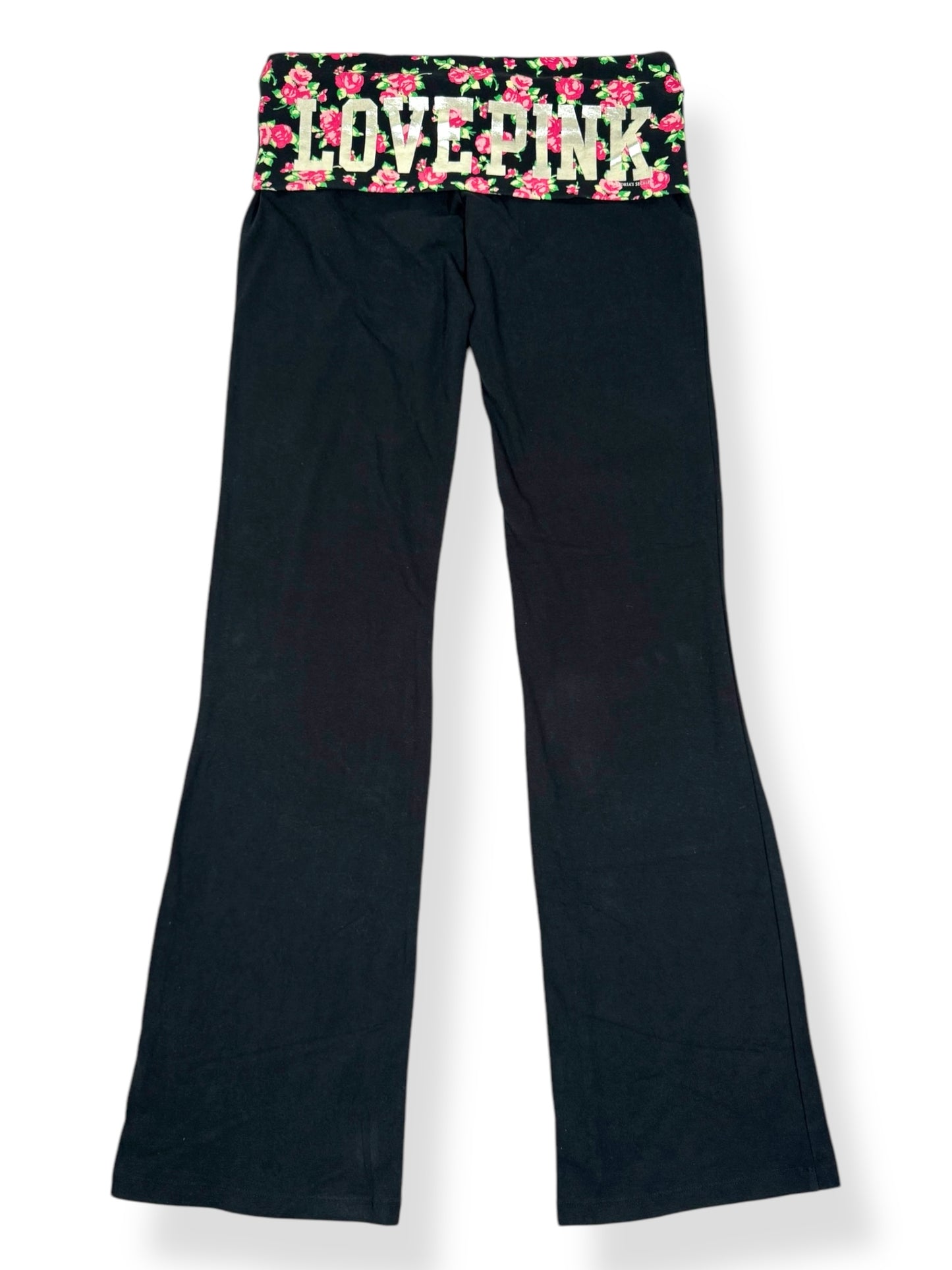 “LOVE PINK” Fold Over Flared Leggings
