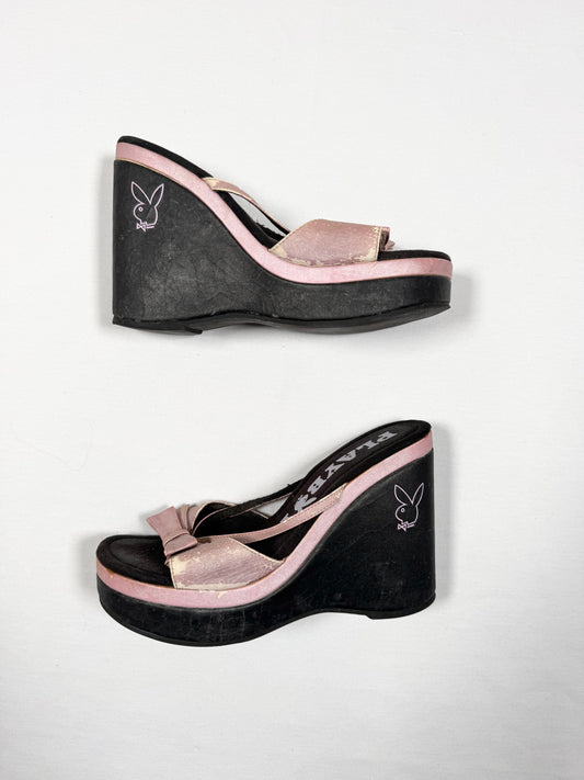 Playboy Wedge Bunny Bow Sandals