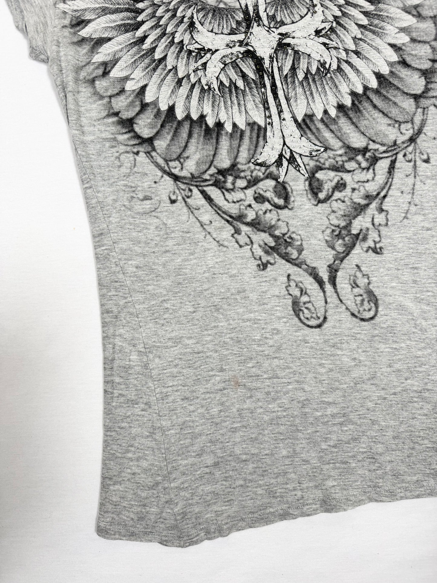 Grey Grunge Wings Cross Tee