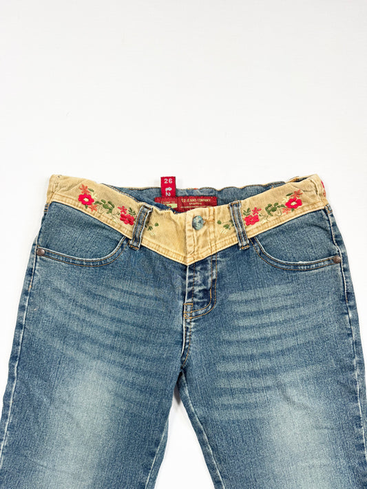 Embroidered Waistband Flared Jeans ♡ XS