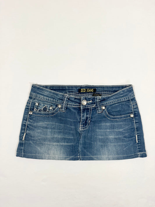 Cross Denim Mini Skirt ♡ XS