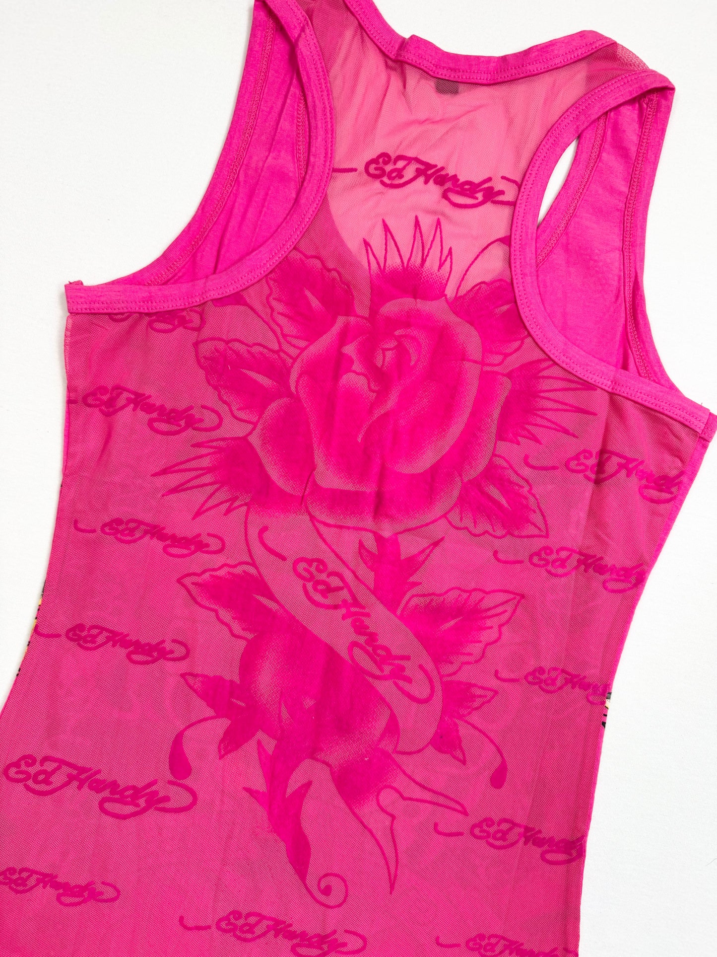 Pink Ed Hardy Mesh Back Tank ♡ S
