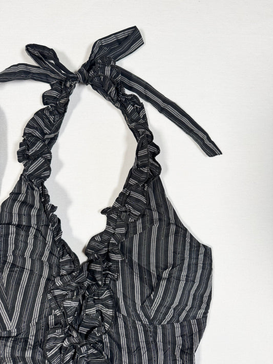 Pinstripe Ruffle Halter ♡ Size M/L