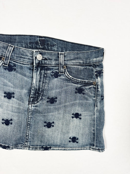 Skull Denim Mini Skirt ♡ Size S