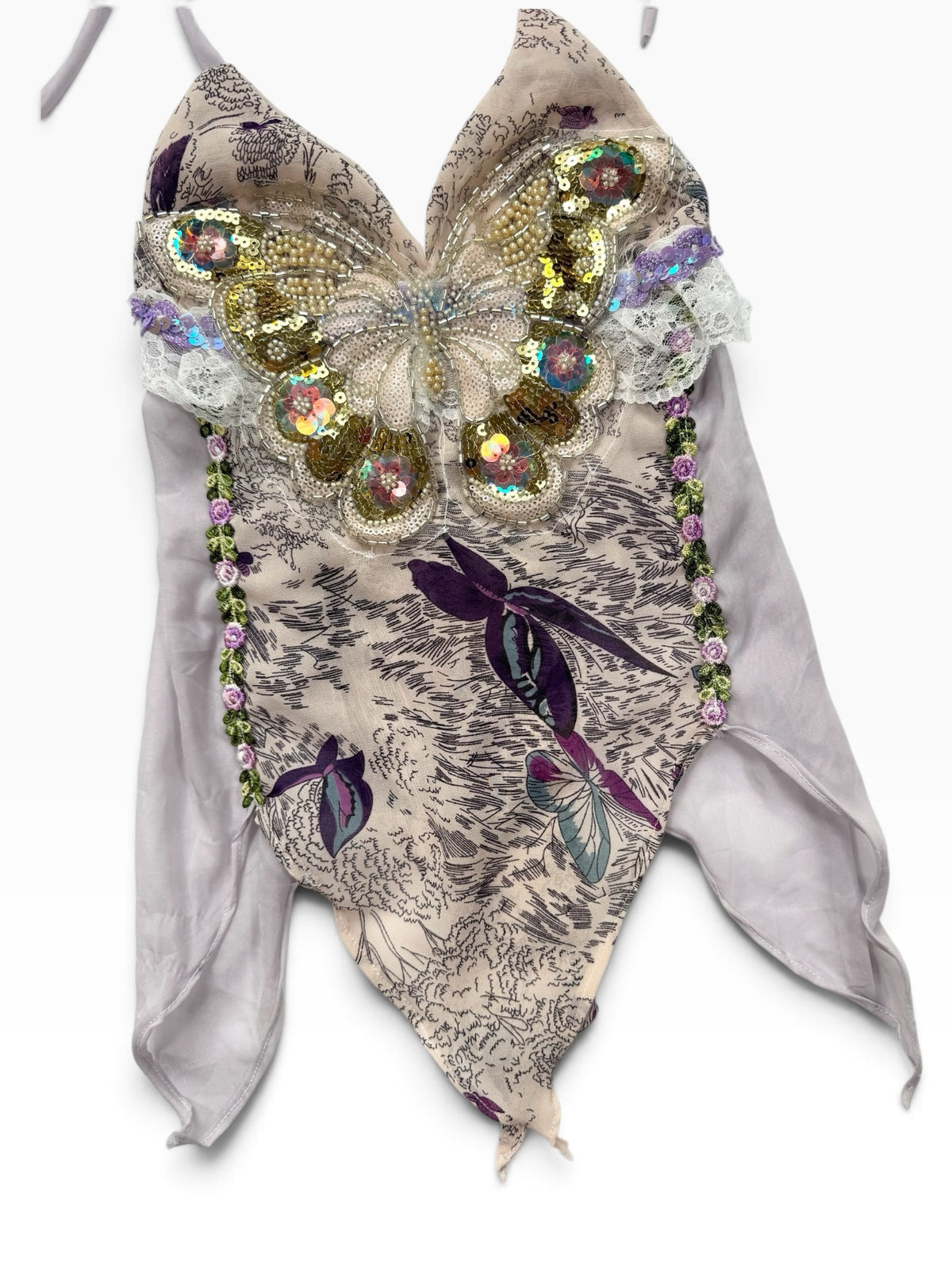 Reworked Purple Butterfly Halter Cami ♡ XS