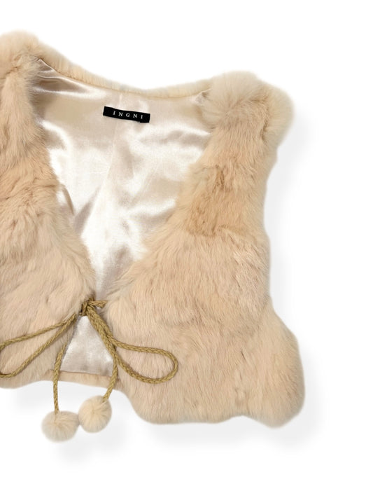 Beige Fur Tie Vest