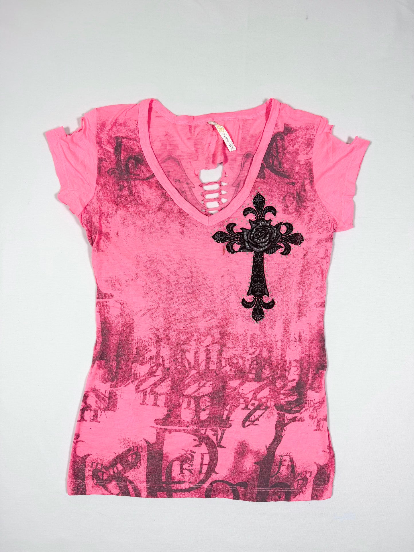 Hot Pink Cut Out Wing Tee