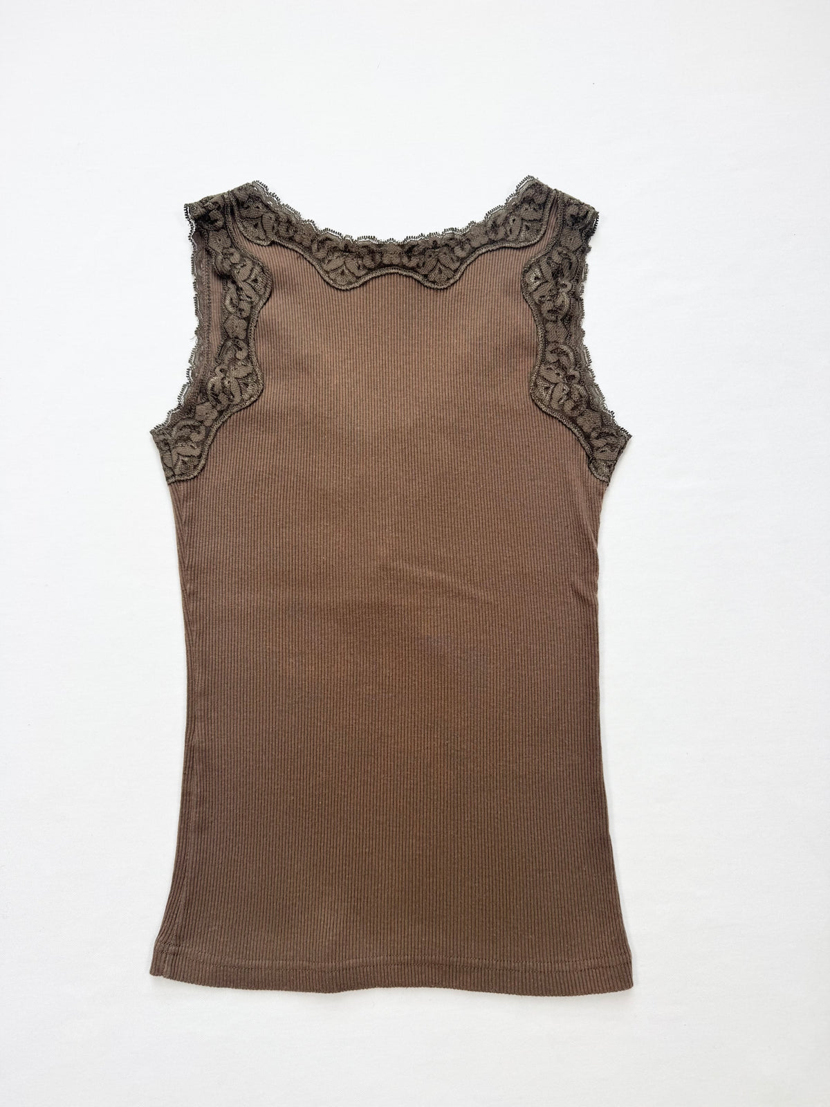 Lace Up Brown Tank ♡ S
