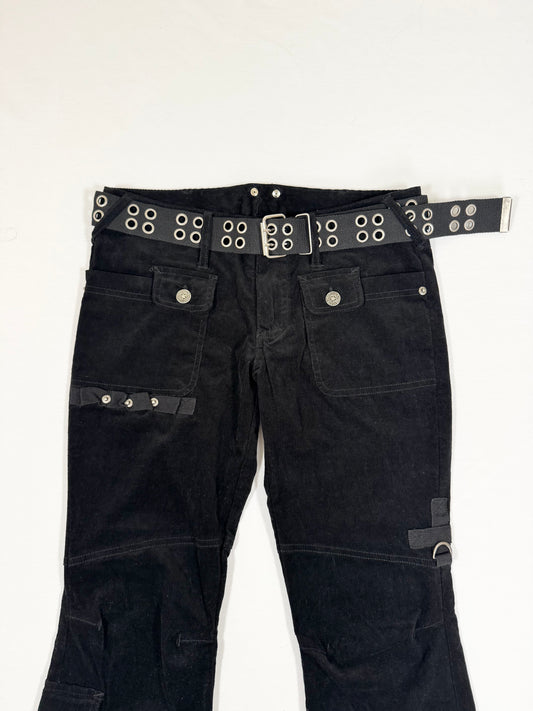 Black Cargo Flared Corduroy Pants ♡ S