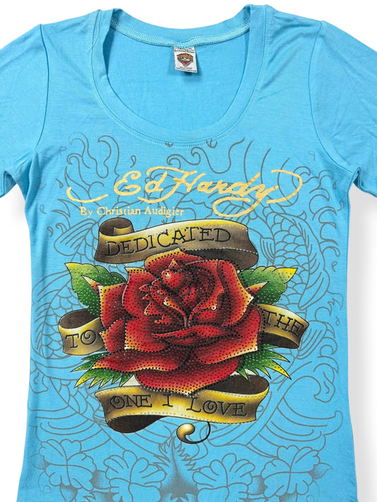 Blue Ed Hardy Long Sleeved Top ♡ M