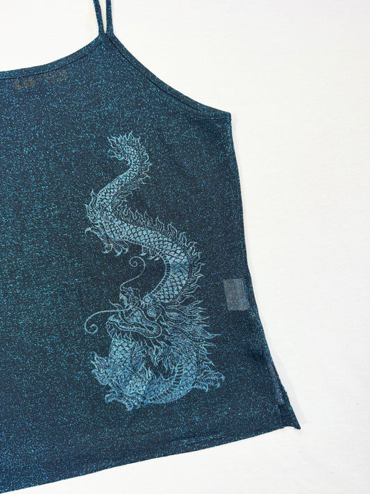 LB-03 Navy Glittery Dragon Micromesh Cami ♡ S