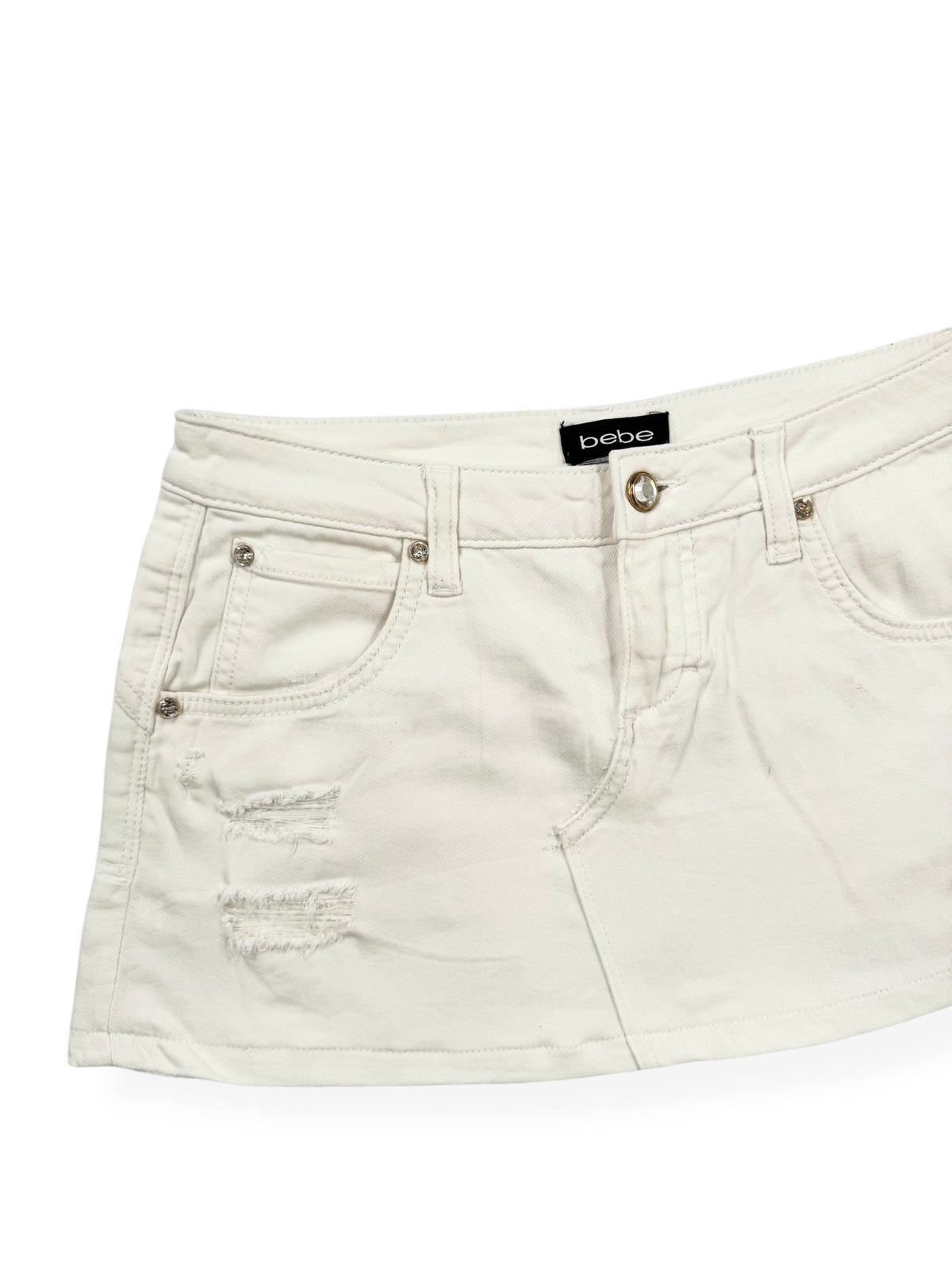 White Diamanté Bebe Skirt ♡ S