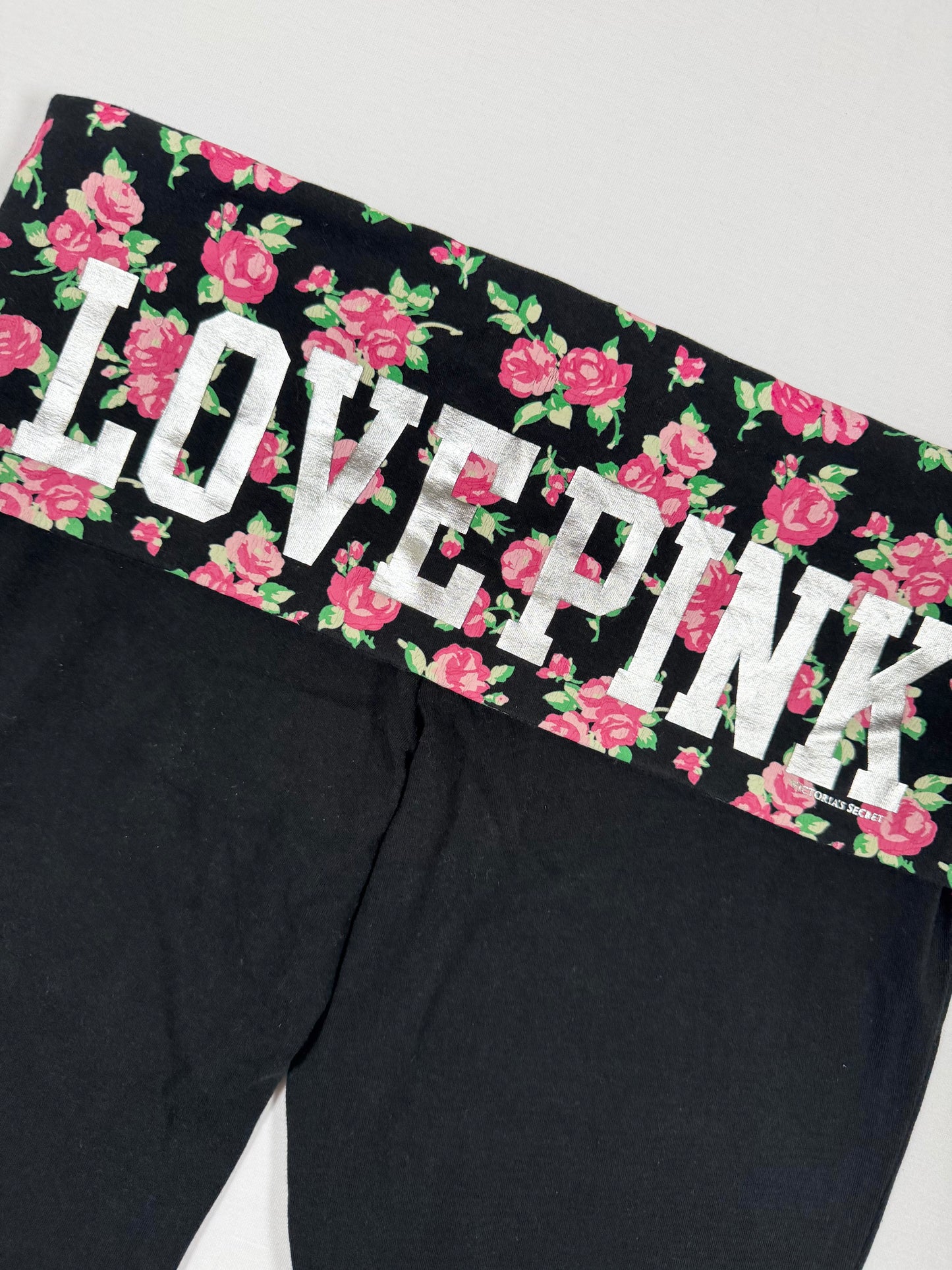 “LOVE PINK” Fold Over Flared Leggings
