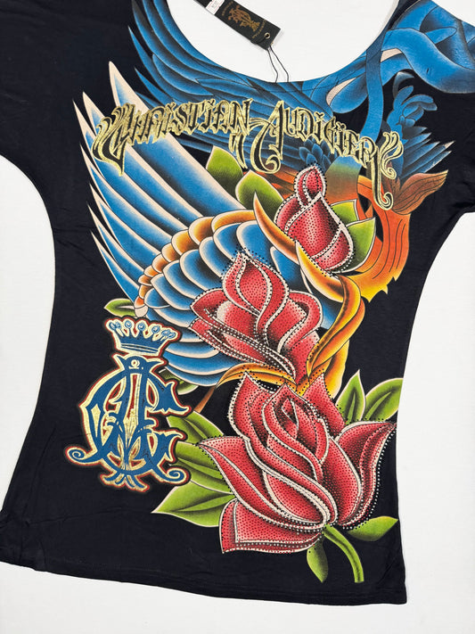 Christian Audigier Off Shoulder Tee ♡ Size M