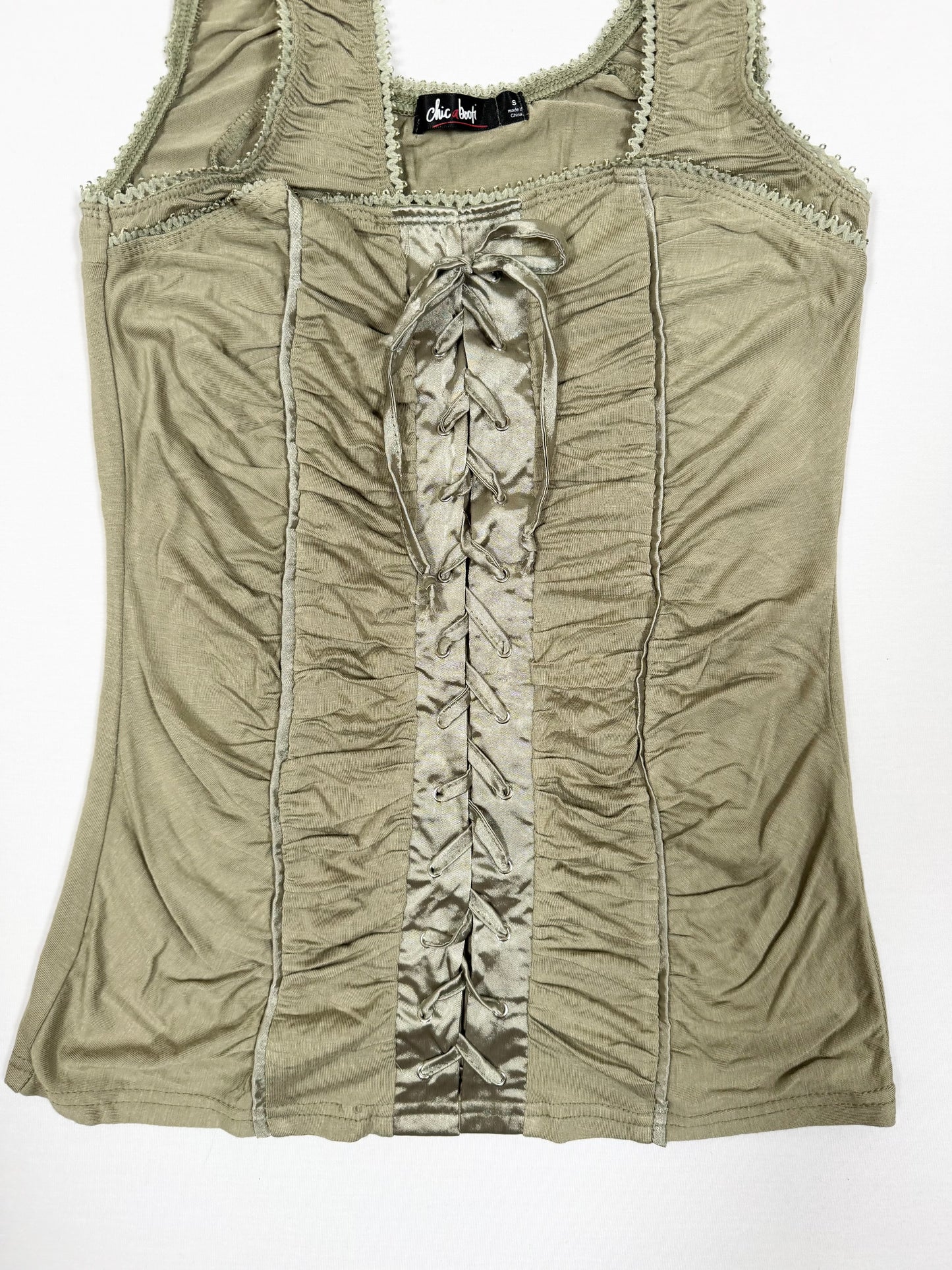 Khaki Lace Up Tank