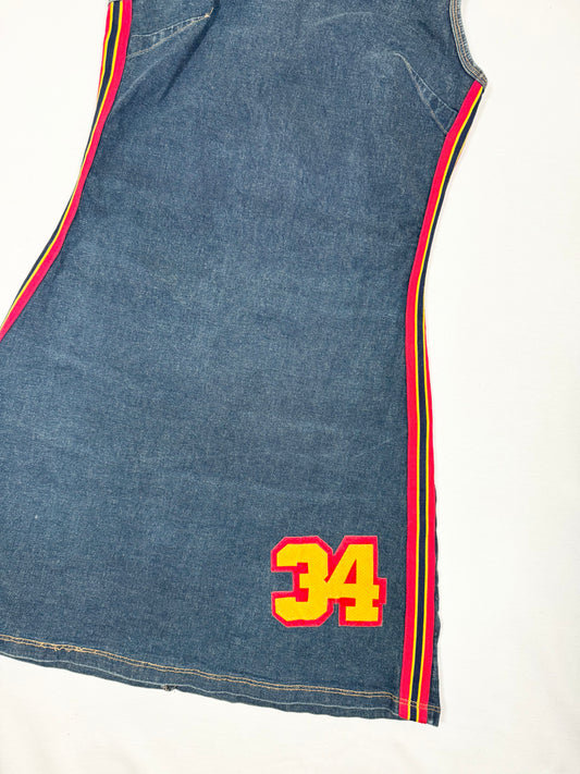 Sporty “34” Denim Mini Dress