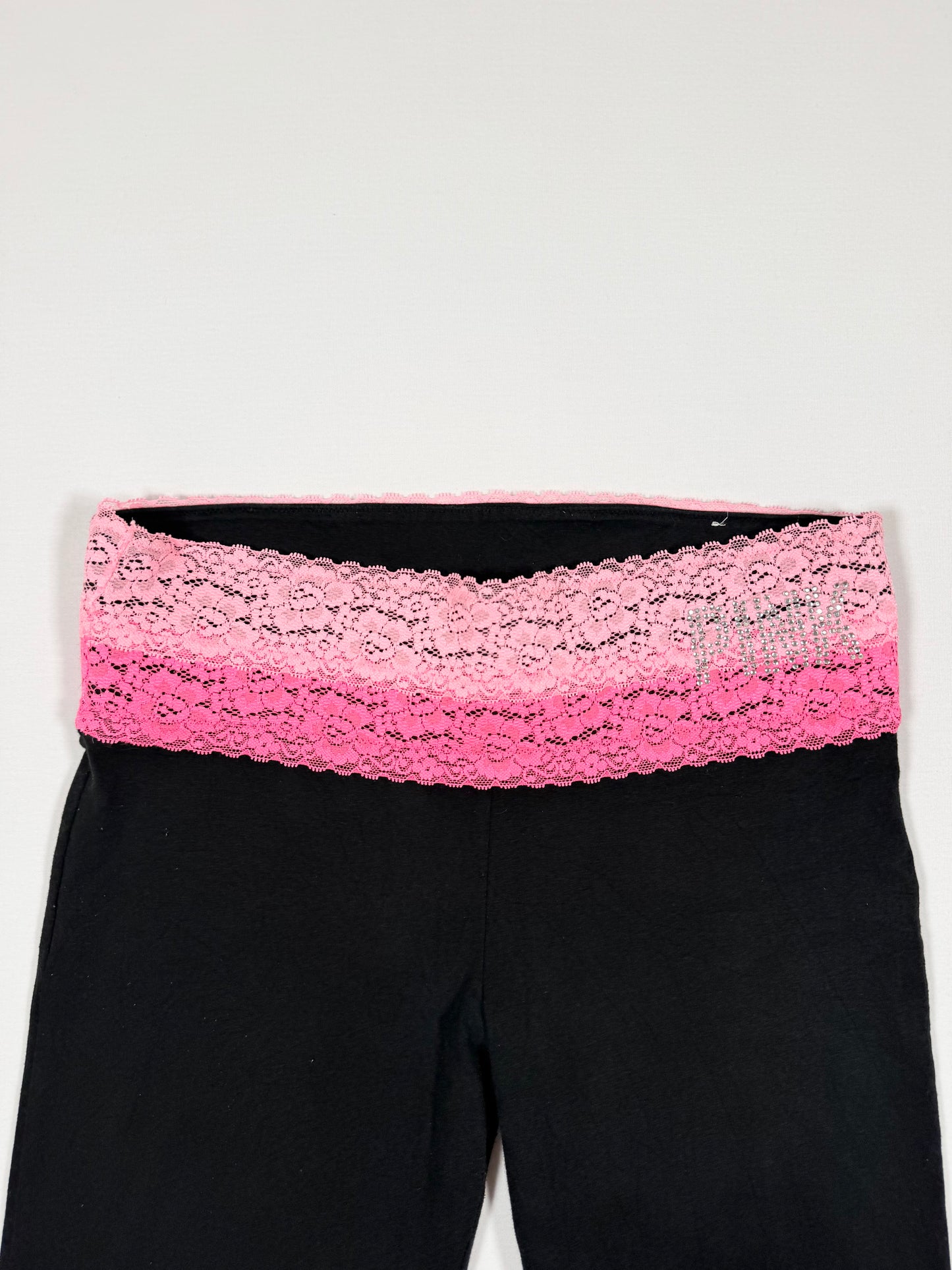 PINK Lace Waist Flared Leggings