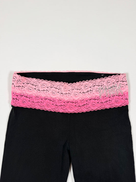 PINK Lace Waist Flared Leggings