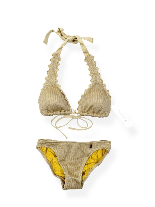 Playboy Gold Knit Bikini & Shorts Set