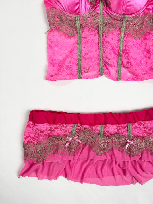 Pink Satin Cami Set ♡ S