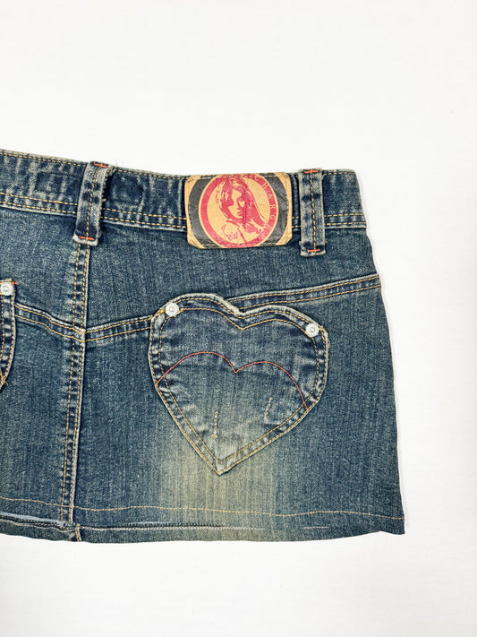 Heart Denim Mini Skirt