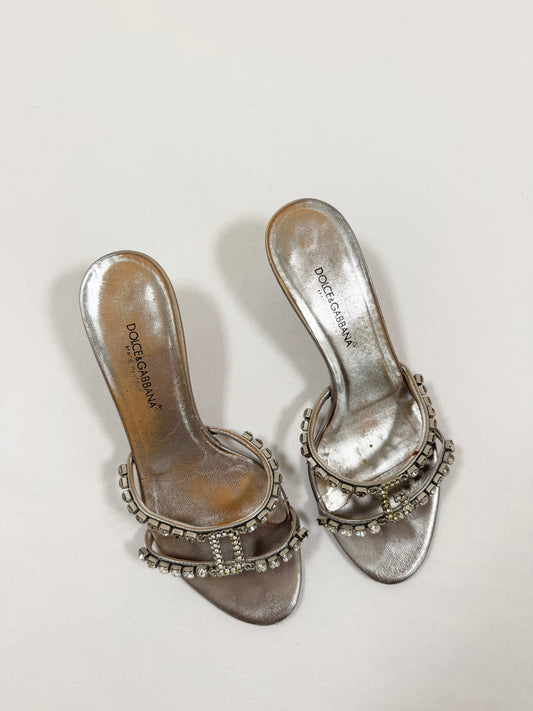 D&G Silver Diamanté Kitten Heels ♡ 36.5