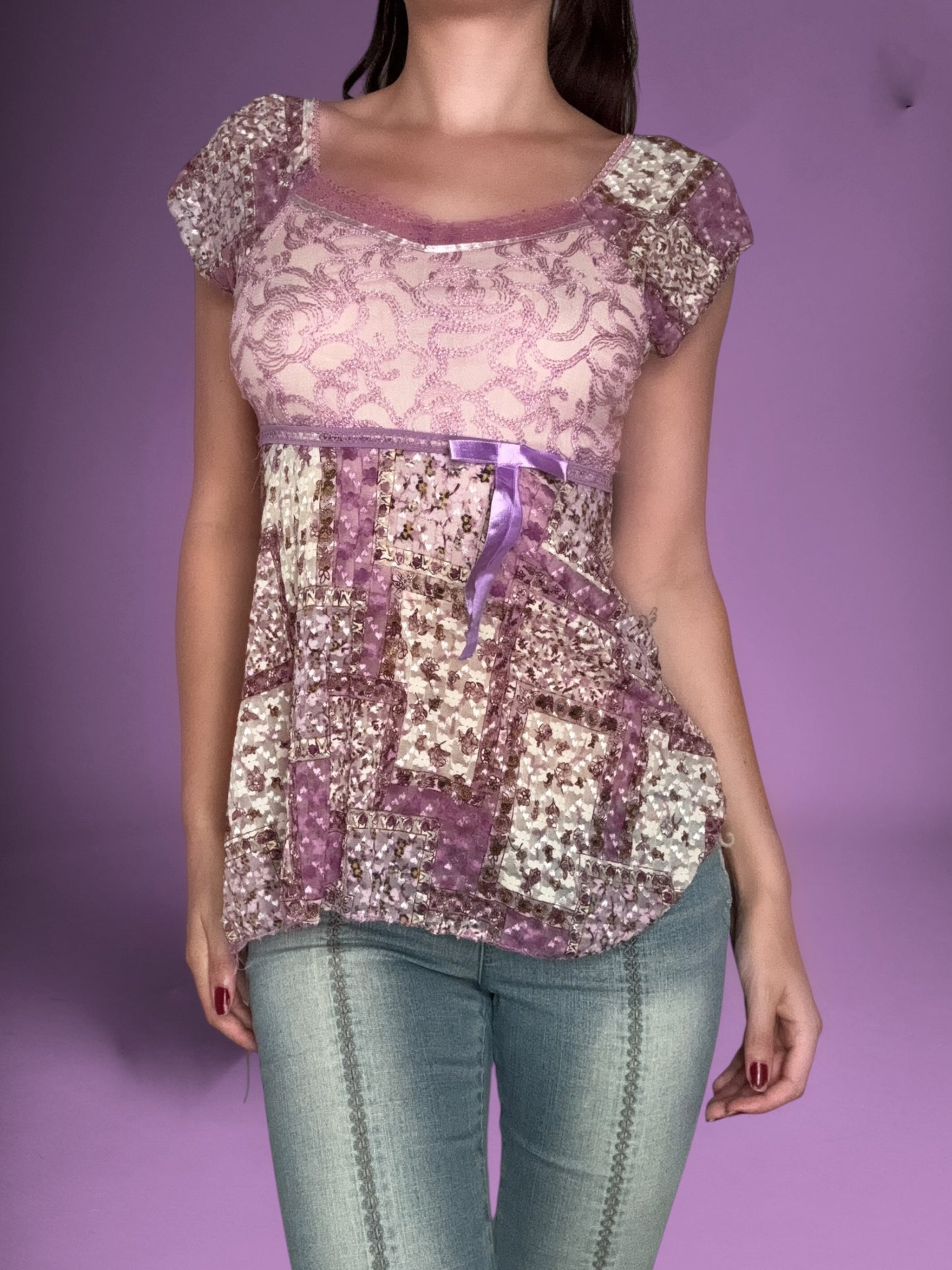 Pink Patchwork Lace Top ♡ S