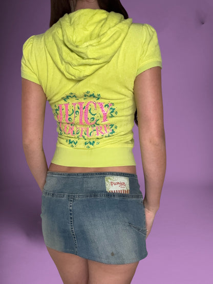 Green & Pink Towelling Juicy Couture Zip Up ♡ S