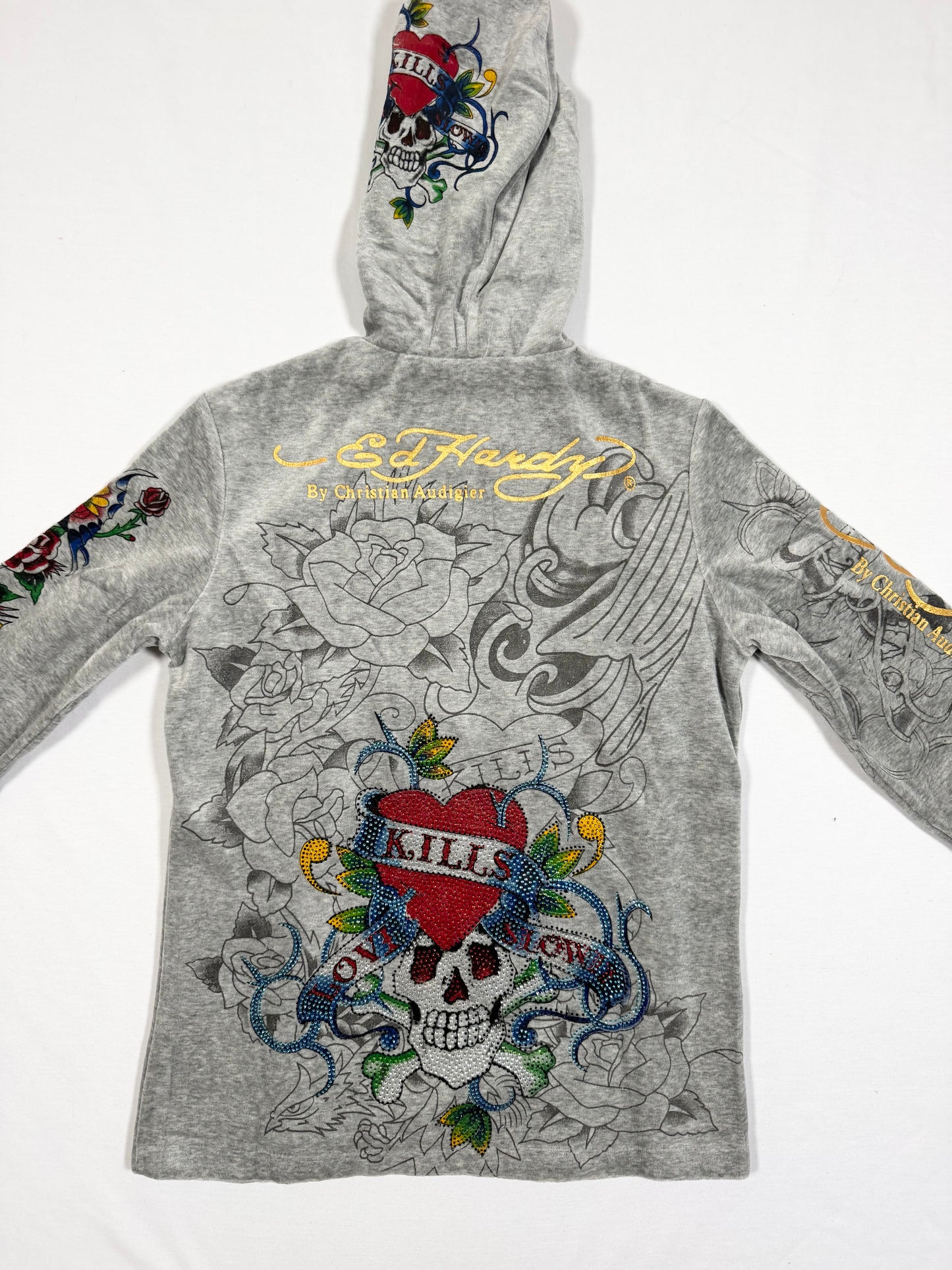 Ed Hardy Grey Velour Tracksuit ♡ Size M