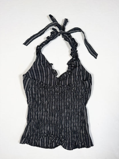 Pinstripe Ruffle Halter ♡ Size M/L