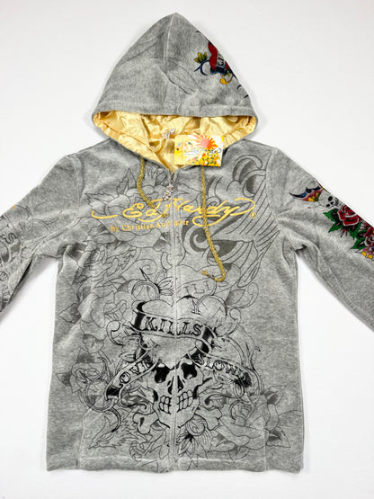 Grey Velour Ed Hardy Tracksuit ♡ S