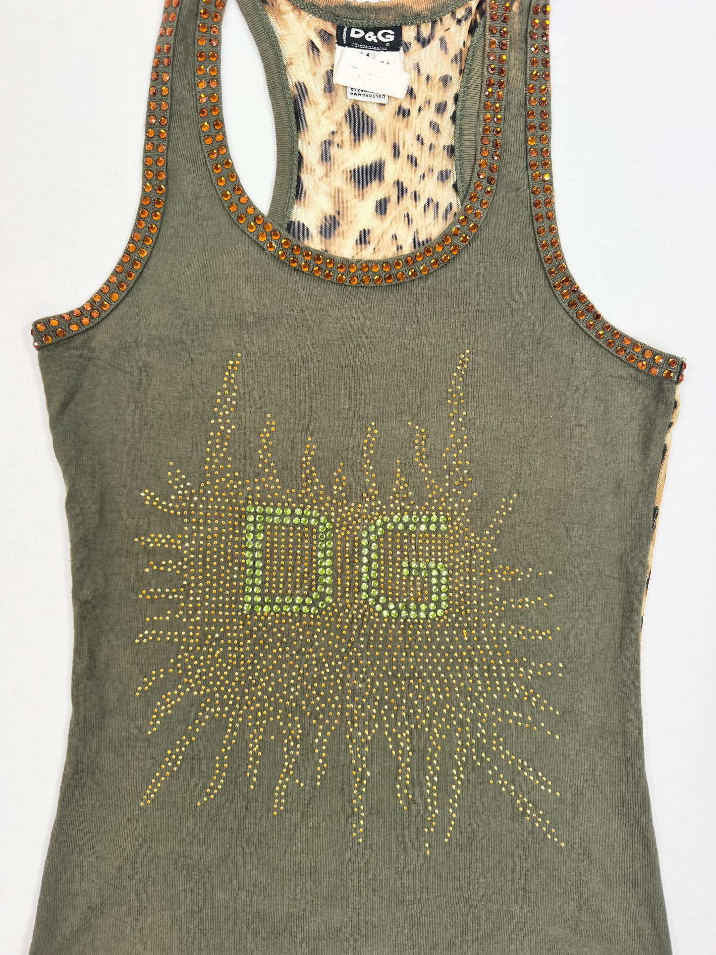 D&G Diamante Leopard Mesh Tank ♡ S