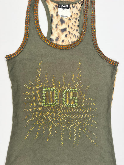 D&G Diamante Leopard Mesh Tank ♡ S