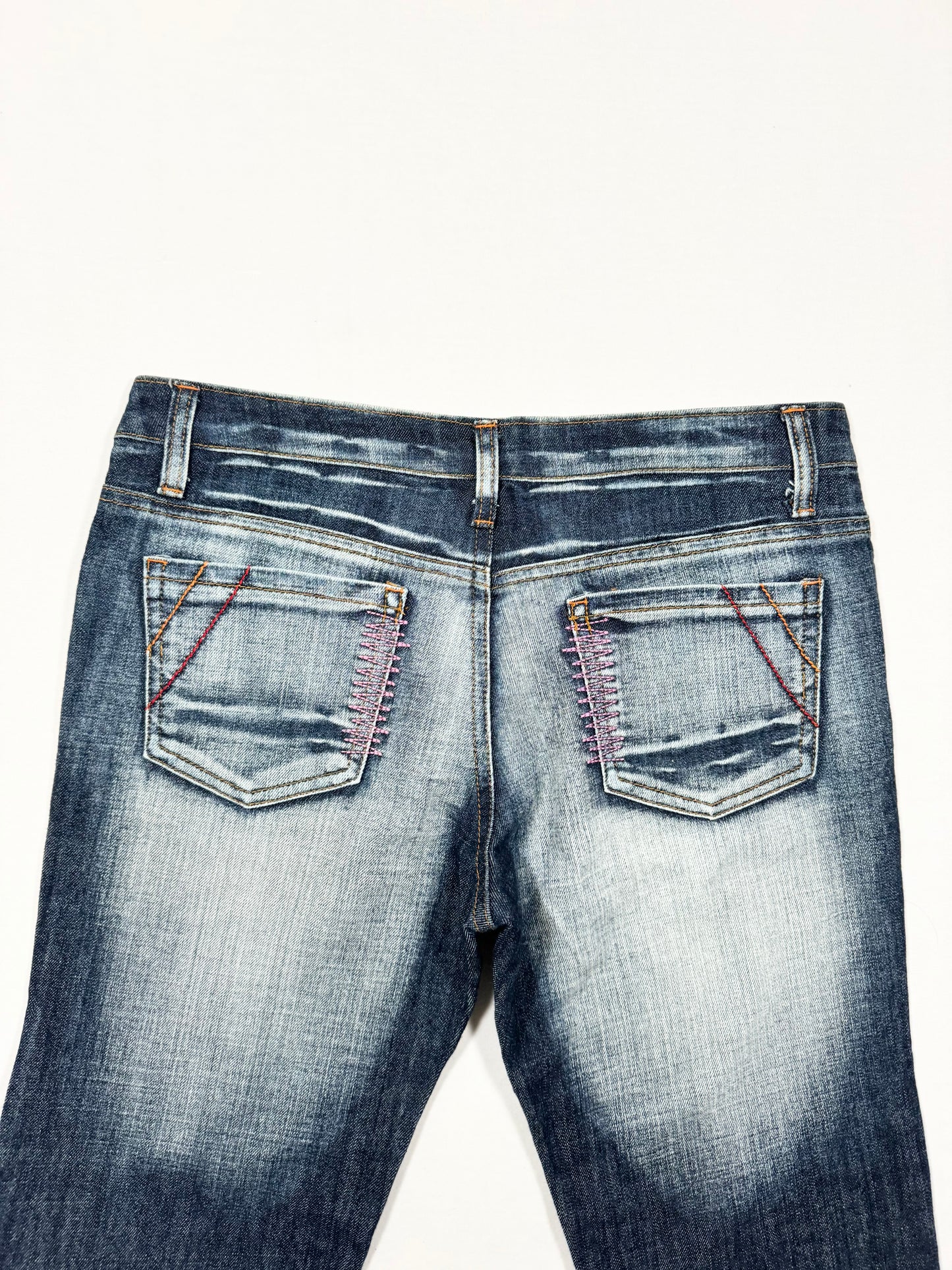 Pink Tribal Embroidered Flared Jeans ♡ Size L