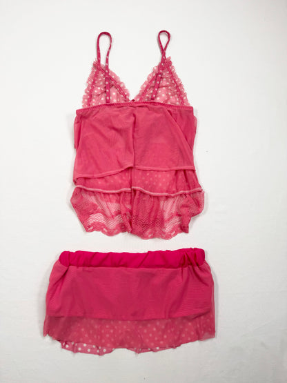Pink Polka Cami & Micro Skirt Set ♡ S