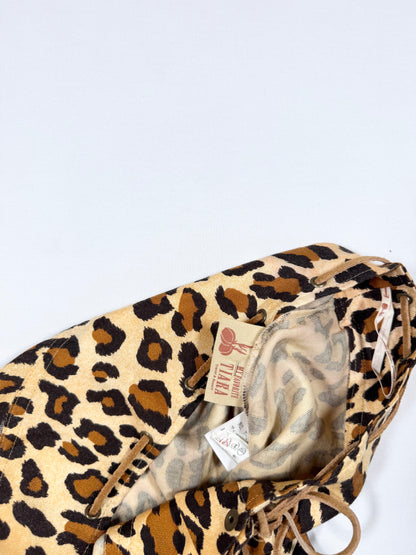 Leopard Suede Waist Flared Pants ♡ Size XS