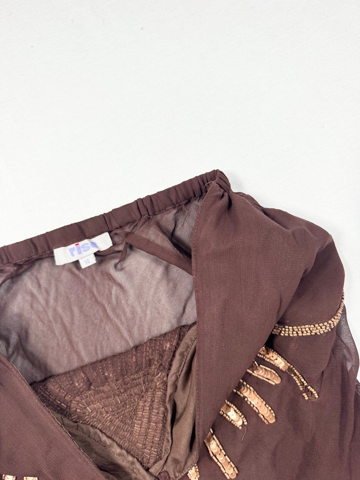 Rise Brown Sequin Halter Top ♡ XL/14