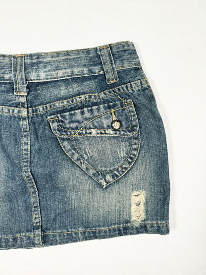 Denim Button Mini Skirt