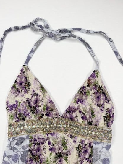 Purple Floral Halter Cami ♡ S