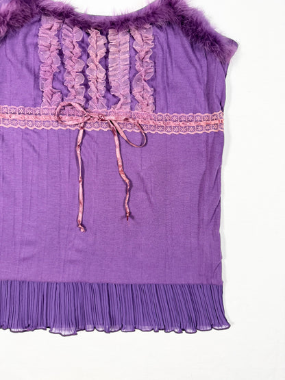 Fur Trim Purple Cami ♡ Size S
