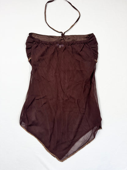 Rise Brown Sequin Halter Top ♡ XL/14